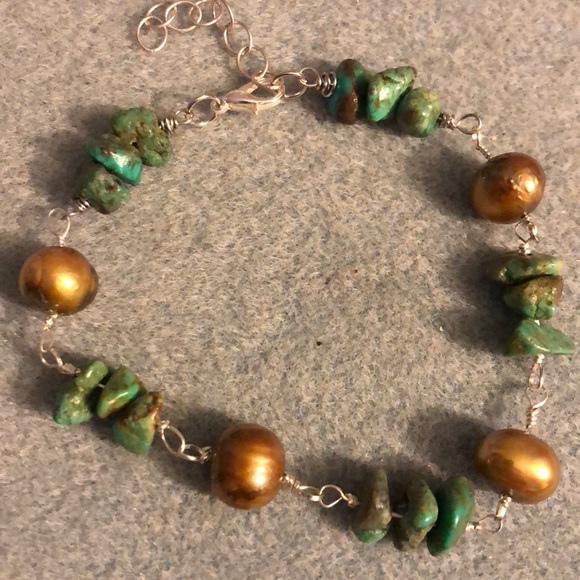 πturquoise & freshwater pearl bracelet - Picture 3 of 3